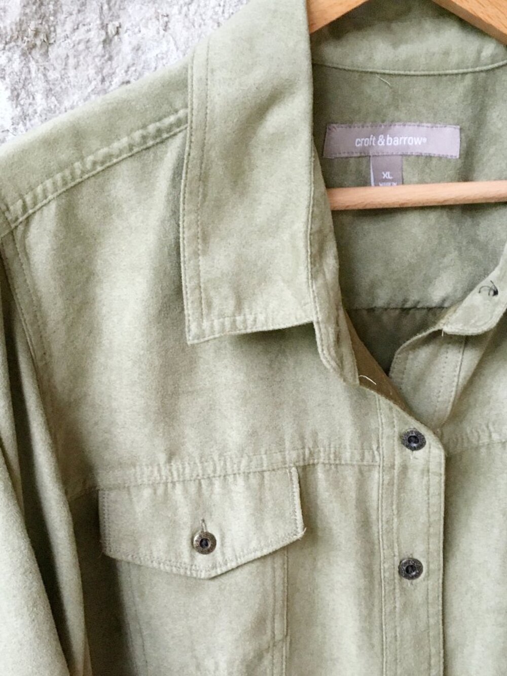 Green Faux-Suede Button Down Top - Croft & Barrow